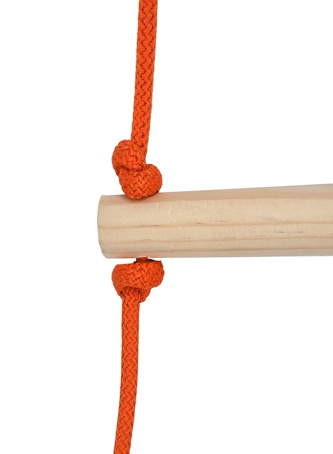 BOFFLE Rope Ladder| Climbing Stairs for Kids | Wooden Scales for Kids for Physical Activity | Indoor Outdoor Games for Kids 3 to 10 Years (Orange) - Image 3